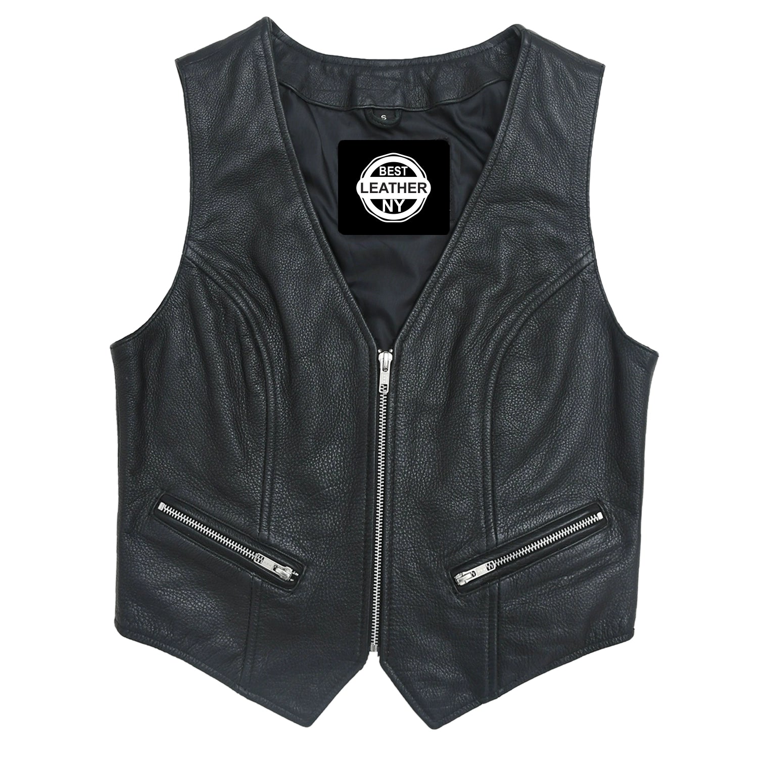 Maverick Women's Motorcycle Leather Vest Women's Leather Vest Best Leather NY Company XS Black 