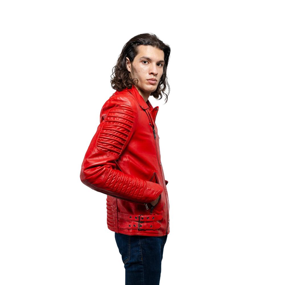 Brooklyn - Men's Fashion Lambskin Leather Jacket (Fire Red) Men's Jacket Best Leather Ny   