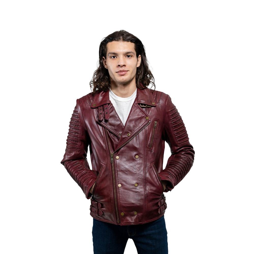 Brooklyn Men s Fashion Lambskin Leather Jacket Oxblood