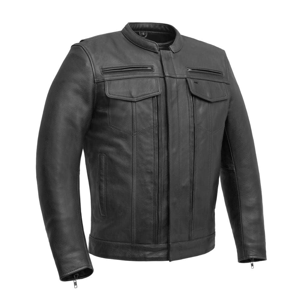 Hunter Men's Motorcycle Leather Jacket - Black Men's Leather Jacket Best Leather Ny S Black 