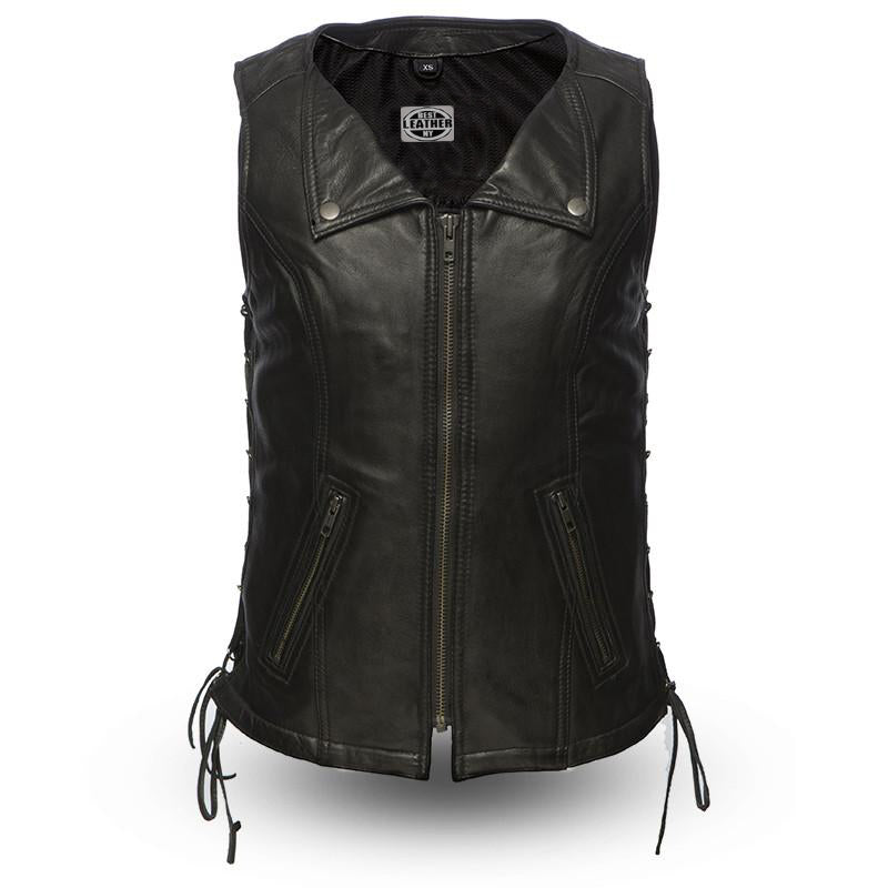 BELLA Motorcycle Leather Vest Women's Vest Best Leather Ny L  