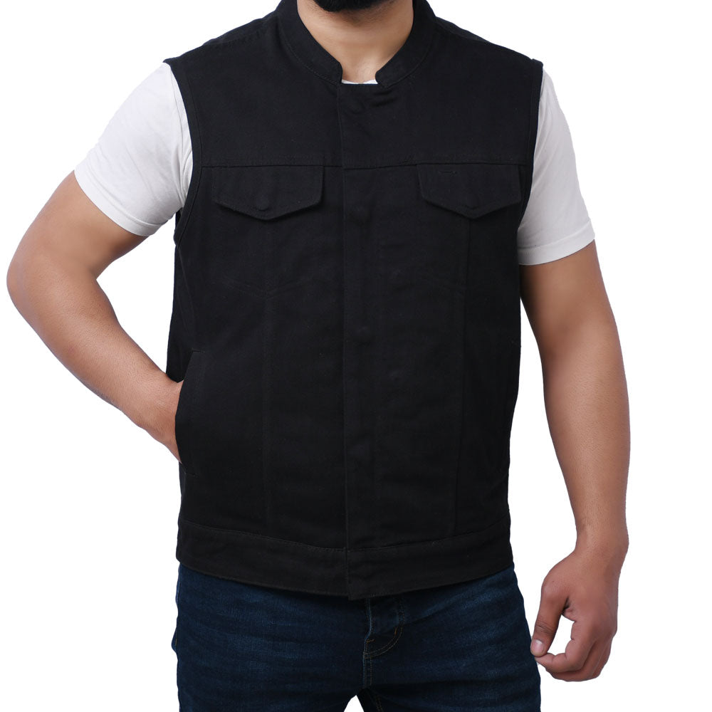 BORES - Motorcycle Twill Vest Men's Denim Vest Best Leather Ny   