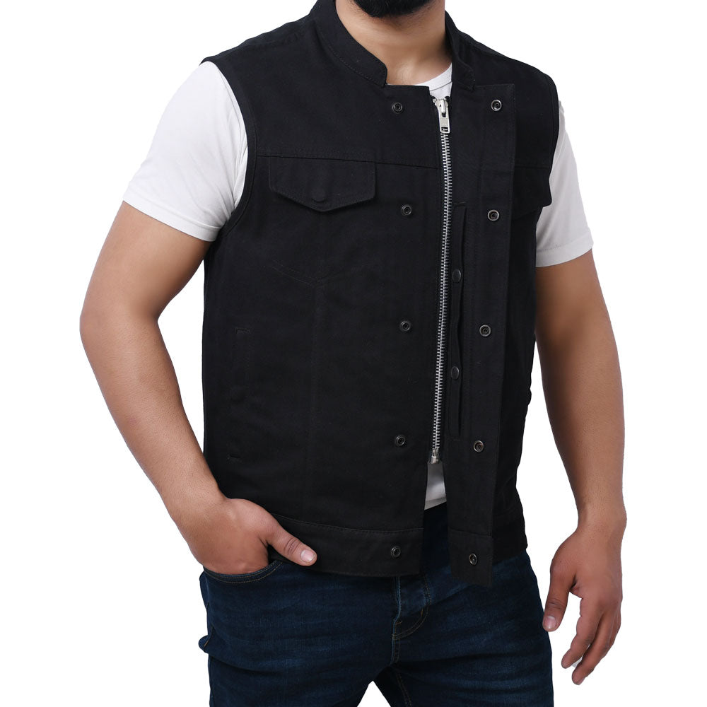 BORES - Motorcycle Twill Vest Men's Denim Vest Best Leather Ny   