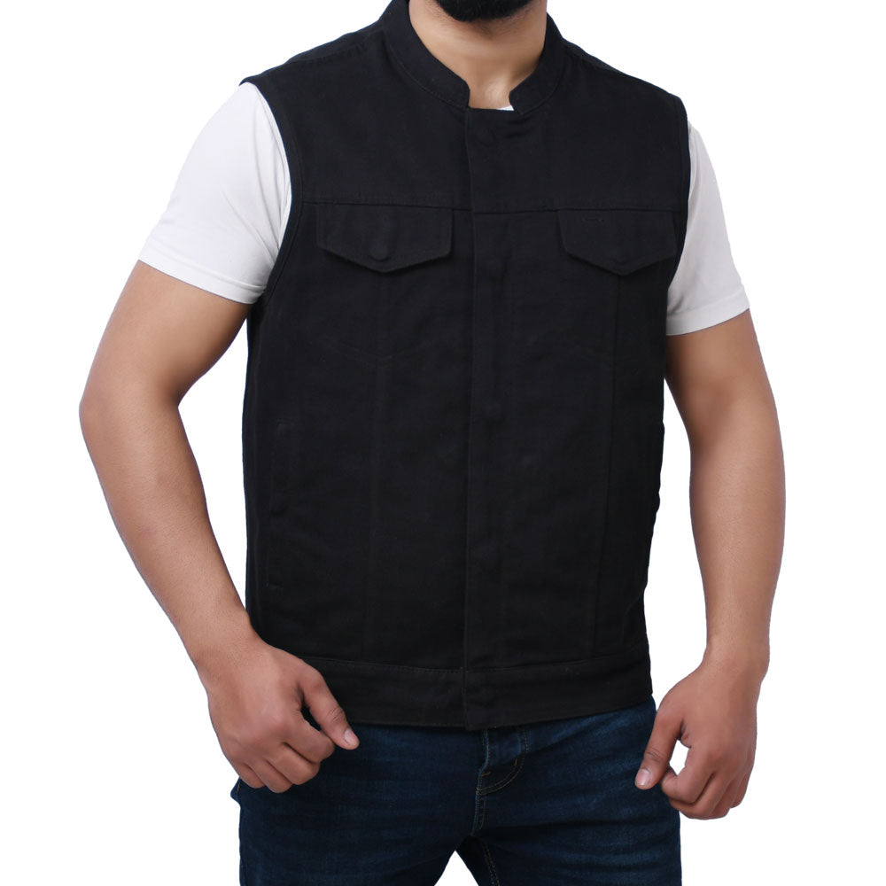 BORES - Motorcycle Twill Vest Men's Denim Vest Best Leather Ny   