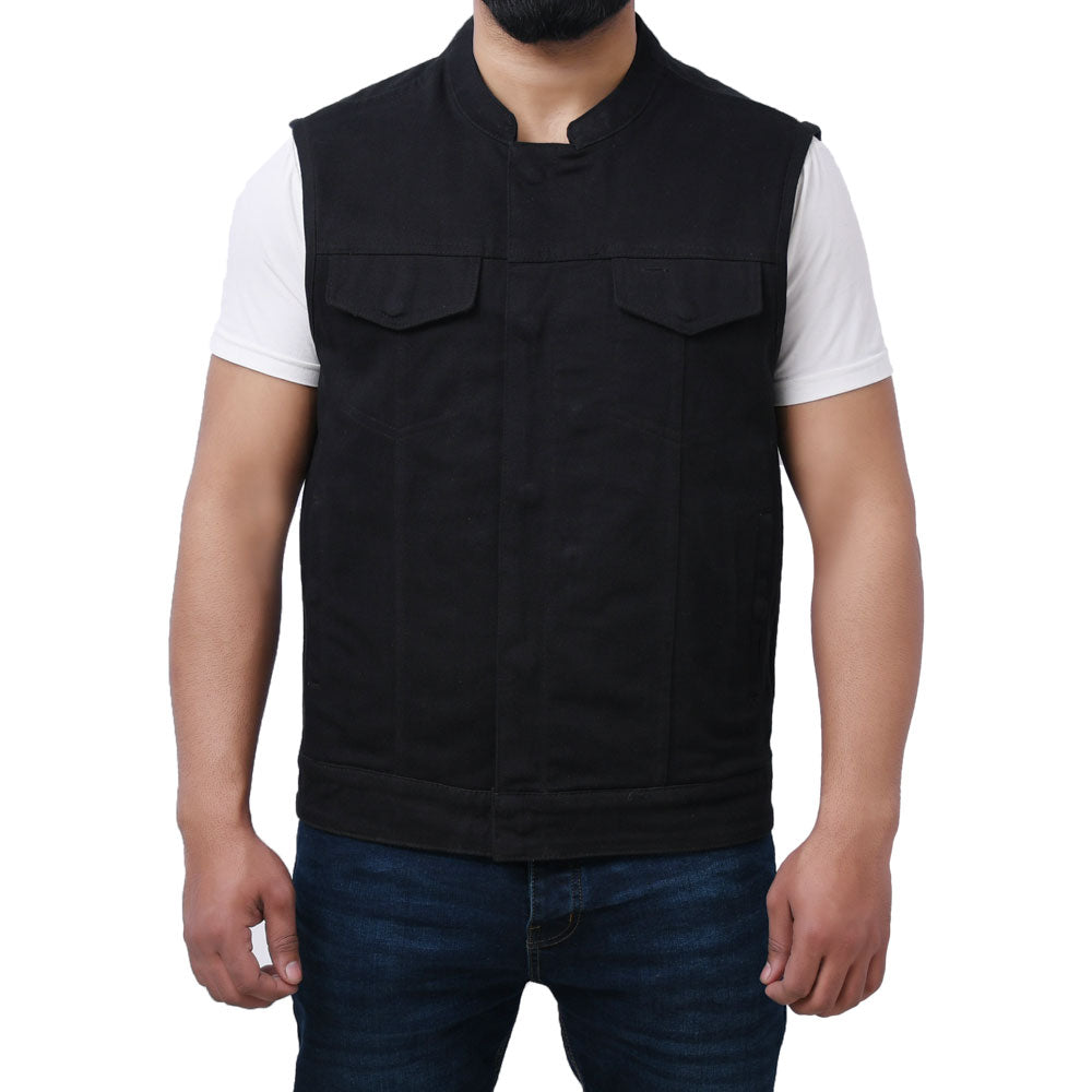 BORES - Motorcycle Twill Vest Men's Denim Vest Best Leather Ny   