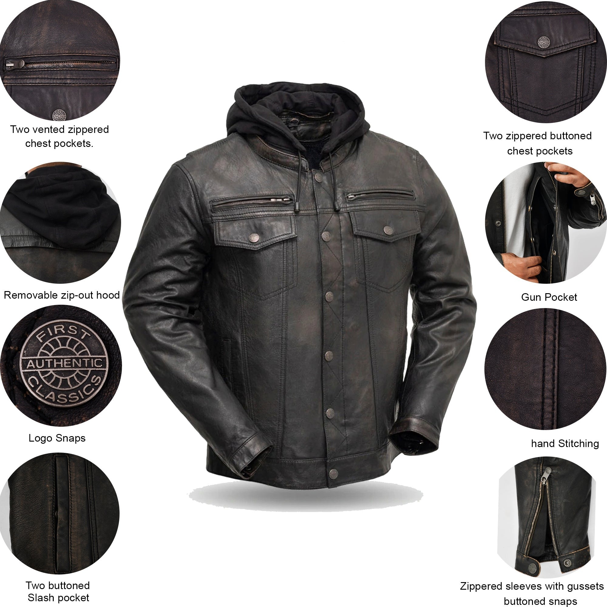 BROOKLYN Leather Motorcycle Jacket Men's Jacket Best Leather Ny   