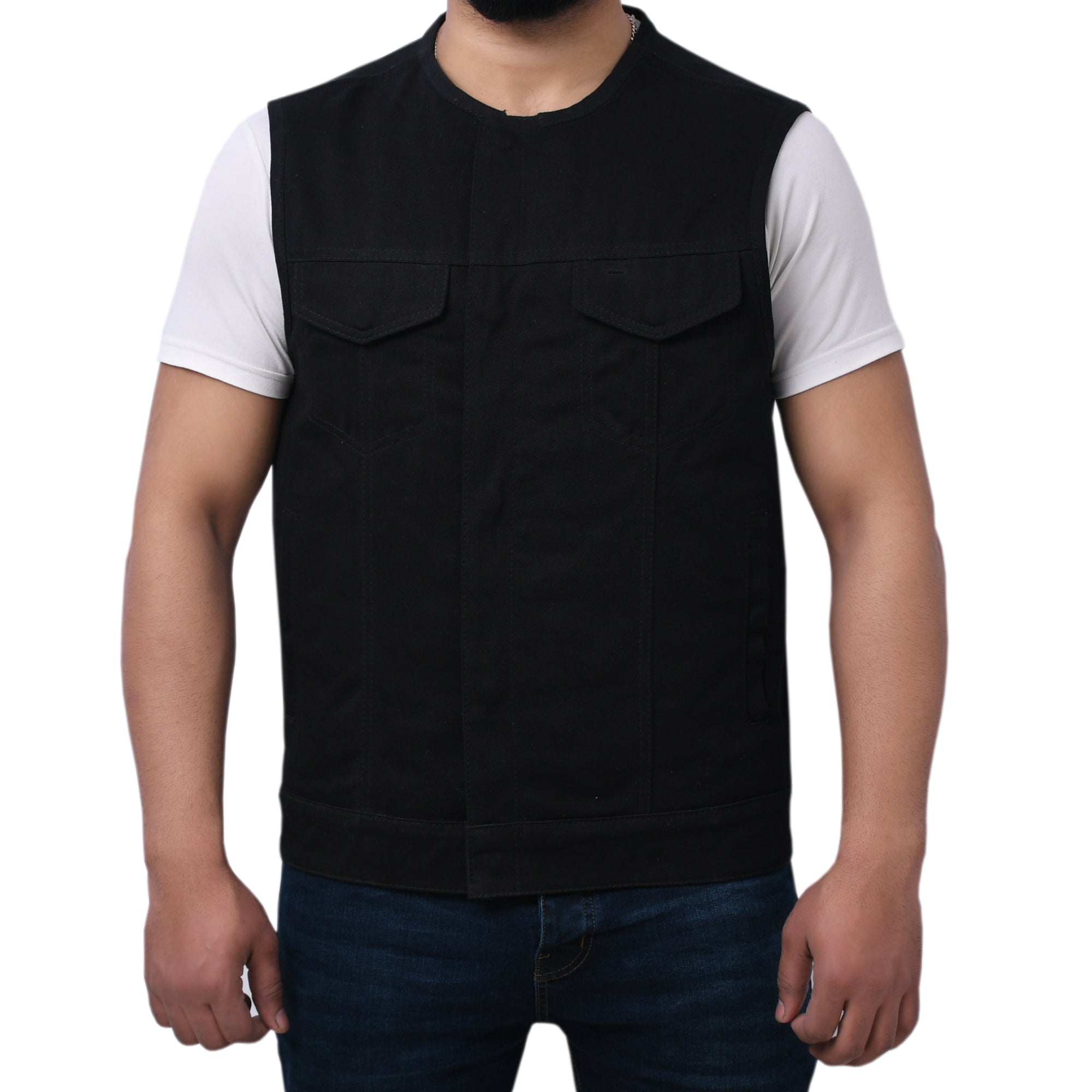 CAPTAIN - Motorcycle Twill Vest Men's Denim Vest Best Leather Ny   