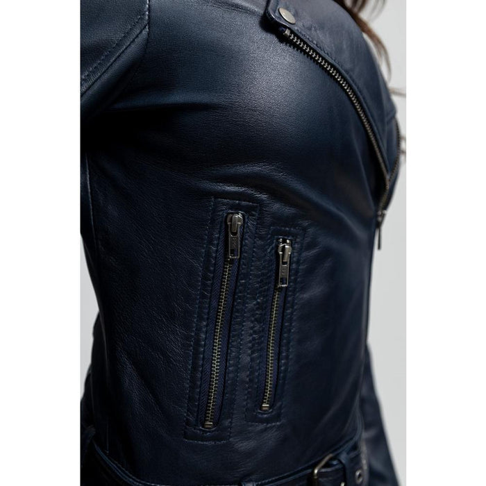 Chloe - Women's Fashion Lambskin Leather Jacket (Navy Blue) Women's Jacket Best Leather Ny   