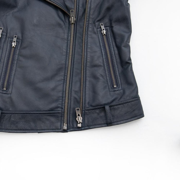 Chloe - Women's Fashion Lambskin Leather Jacket (Navy Blue) Women's Jacket Best Leather Ny   