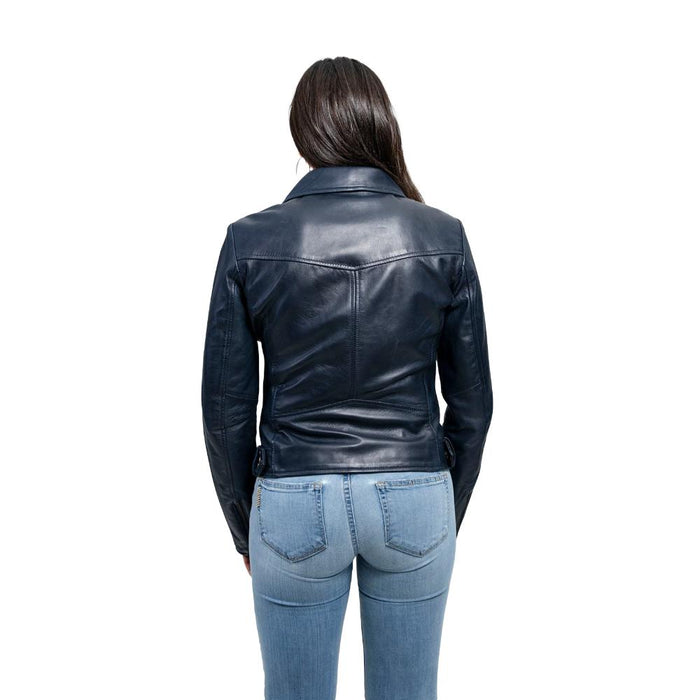 Chloe - Women's Fashion Lambskin Leather Jacket (Navy Blue) Women's Jacket Best Leather Ny   