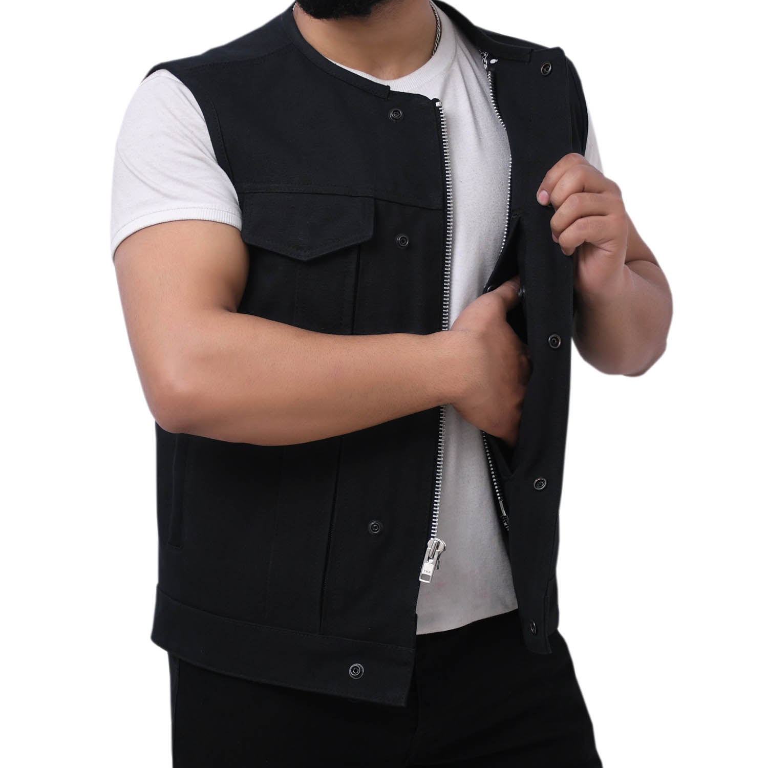 CLARK - Motorcycle Canvas Vest Men's Canvas Vests Best Leather Ny   