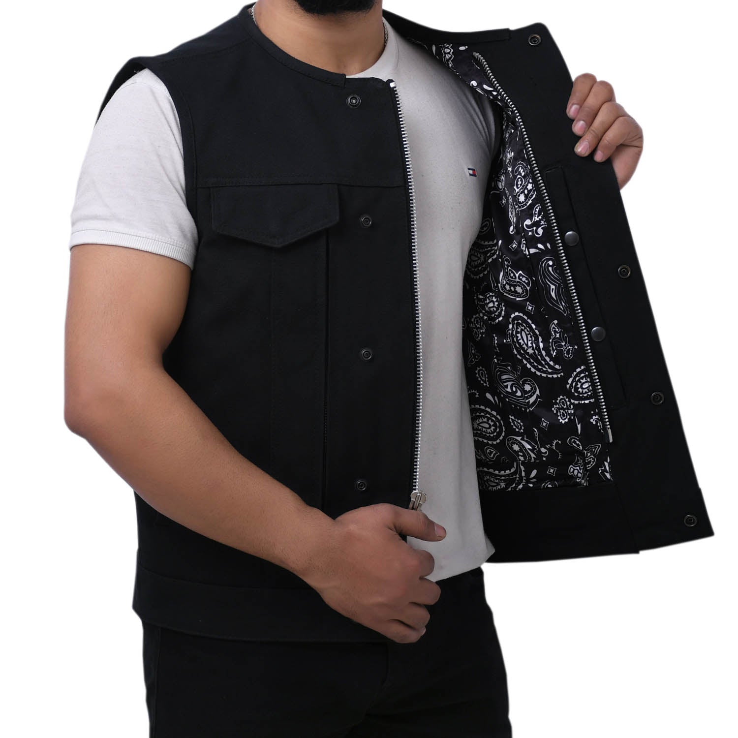 CLARK - Motorcycle Canvas Vest Men's Canvas Vests Best Leather Ny   