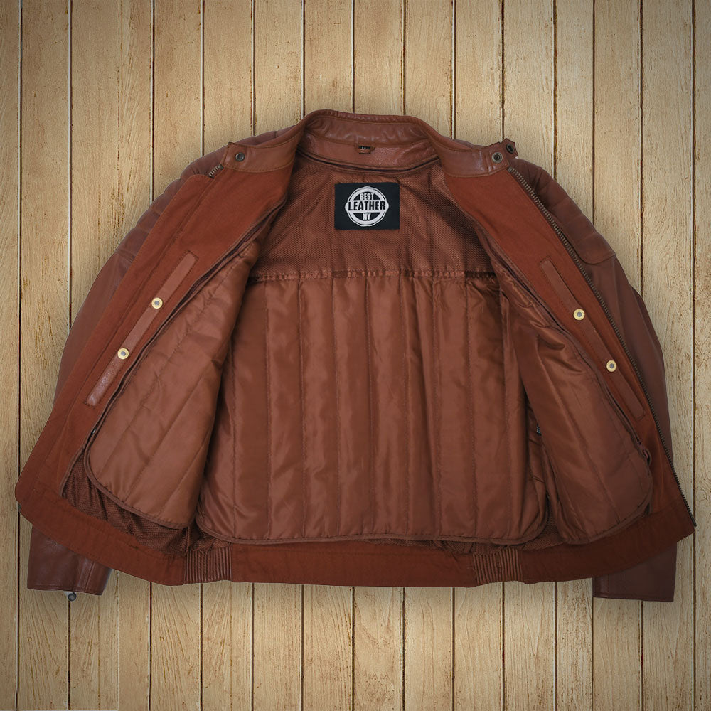 CRUSADER Motorcycle Leather Jacket (Brown) Men's Jacket Best Leather Ny   