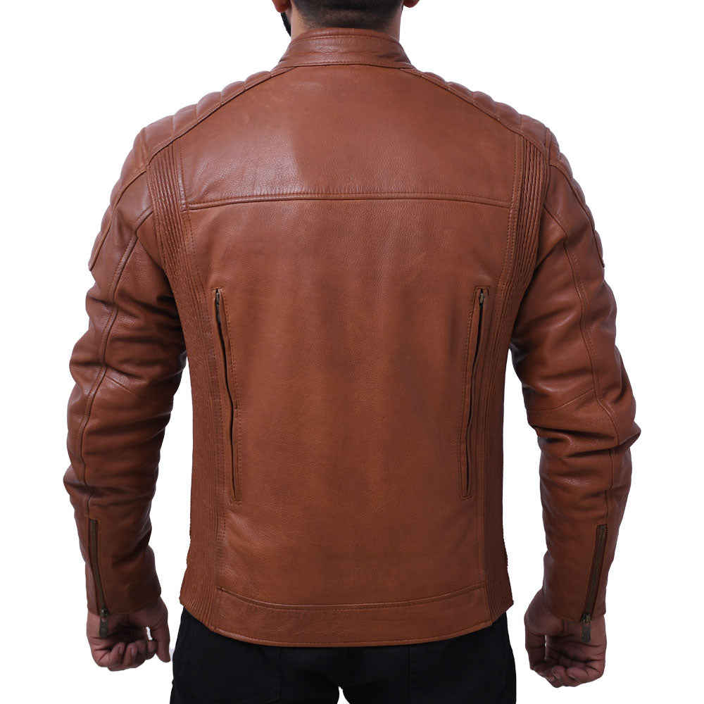 CRUSADER Motorcycle Leather Jacket (Brown) Men's Jacket Best Leather Ny   