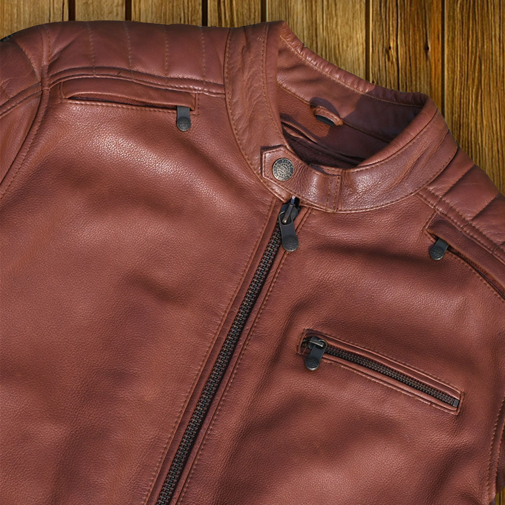 CRUSADER Motorcycle Leather Jacket (Brown) Men's Jacket Best Leather Ny   