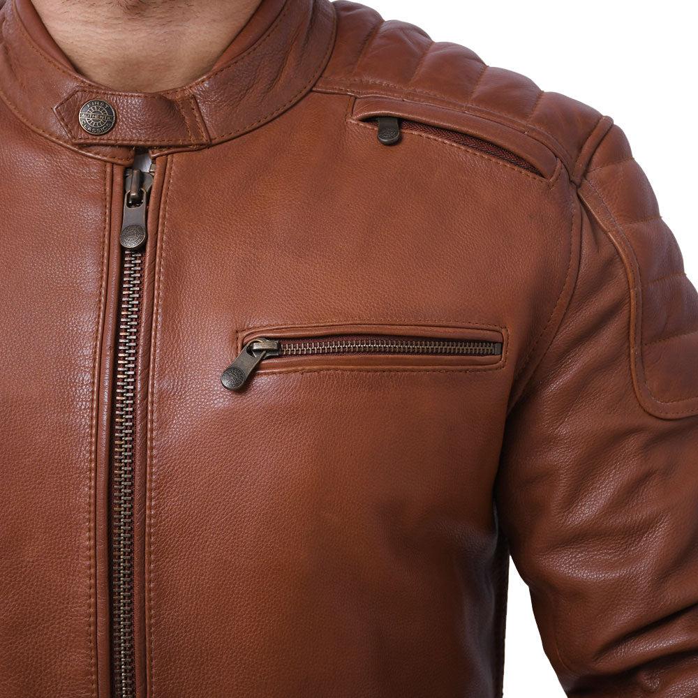 CRUSADER Motorcycle Leather Jacket (Brown) Men's Jacket Best Leather Ny   