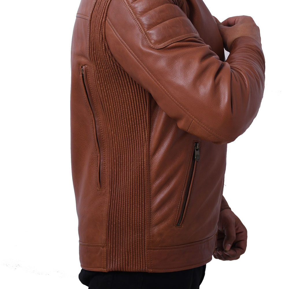 CRUSADER Motorcycle Leather Jacket (Brown) Men's Jacket Best Leather Ny   