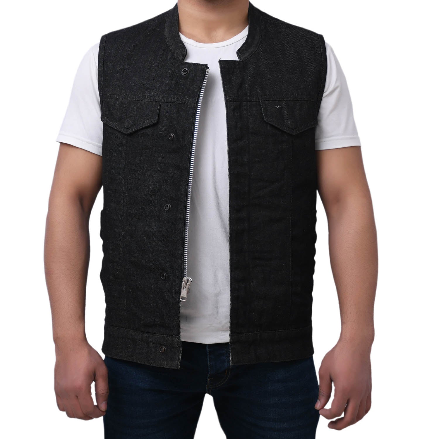 DAREG - Motorcycle Denim Vest Men's Denim Vest Best Leather Ny   