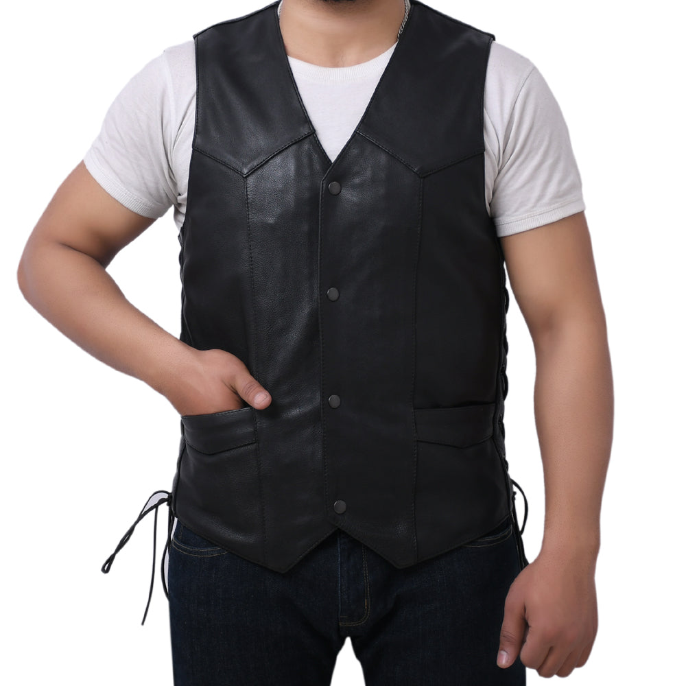 DELANEY - Motorcycle Leather Vest Men's Vest Best Leather Ny   