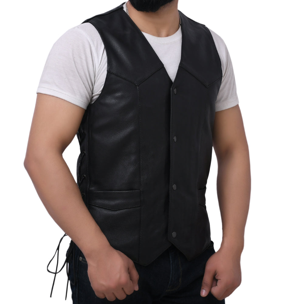 DELANEY - Motorcycle Leather Vest Men's Vest Best Leather Ny   