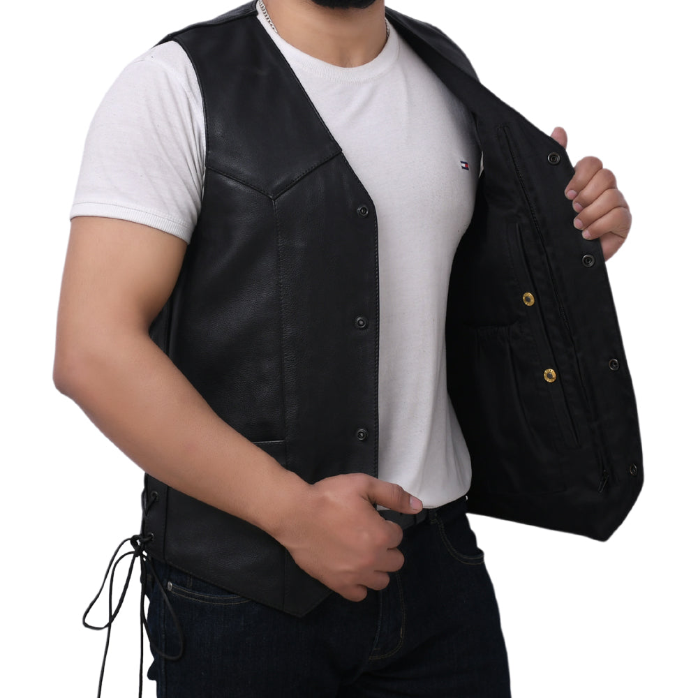 DELANEY - Motorcycle Leather Vest Men's Vest Best Leather Ny   