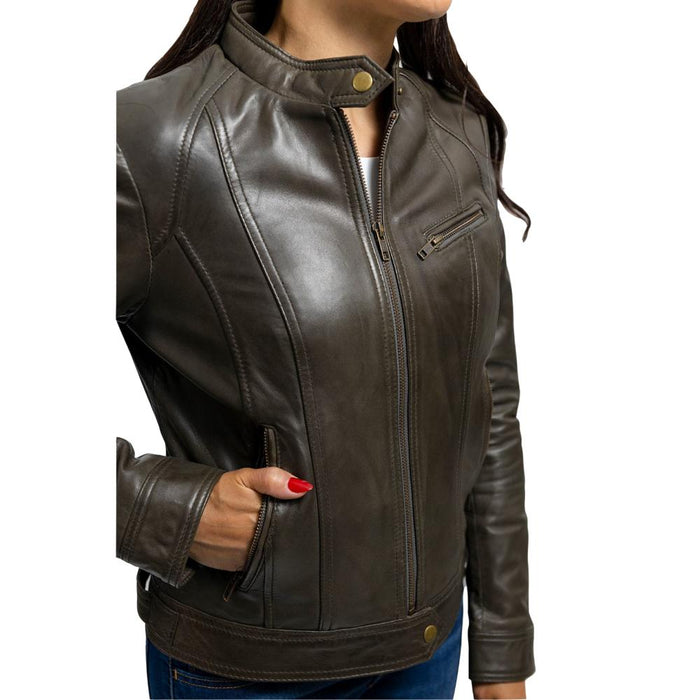 Favorite - Women's Fashion Leather Jacket (Army Green) Jacket Best Leather Ny   