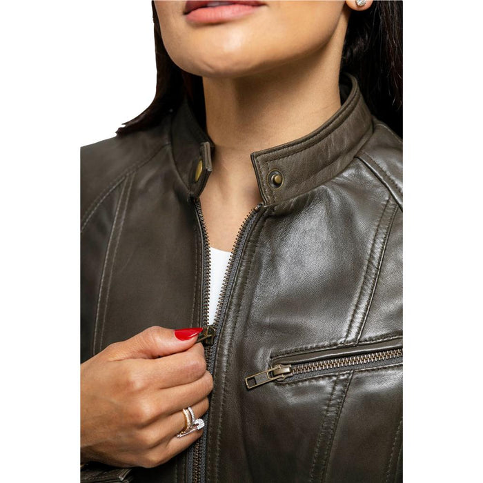 Favorite - Women's Fashion Leather Jacket (Army Green) Jacket Best Leather Ny   