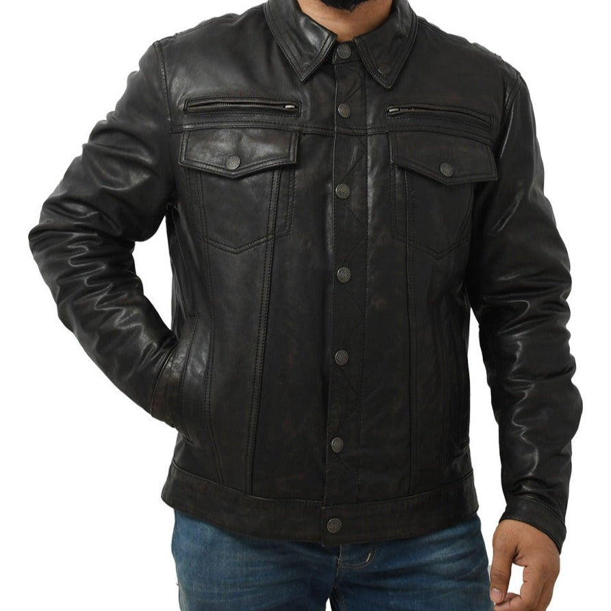 FIGHT CLUB Motorcycle Leather Jacket Men's Jacket Best Leather Ny   