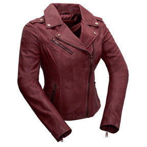 Harper - Women's Fashion Leather Jacket (Sangria) Women's Jacket Best Leather Ny XS SANGRIA 