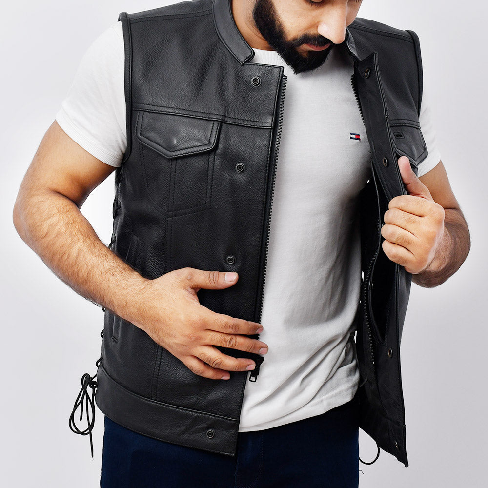 HUNT - Motorcycle Leather Vest Men's Vest Best Leather Ny   