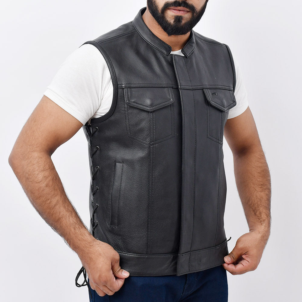 HUNT - Motorcycle Leather Vest Men's Vest Best Leather Ny   