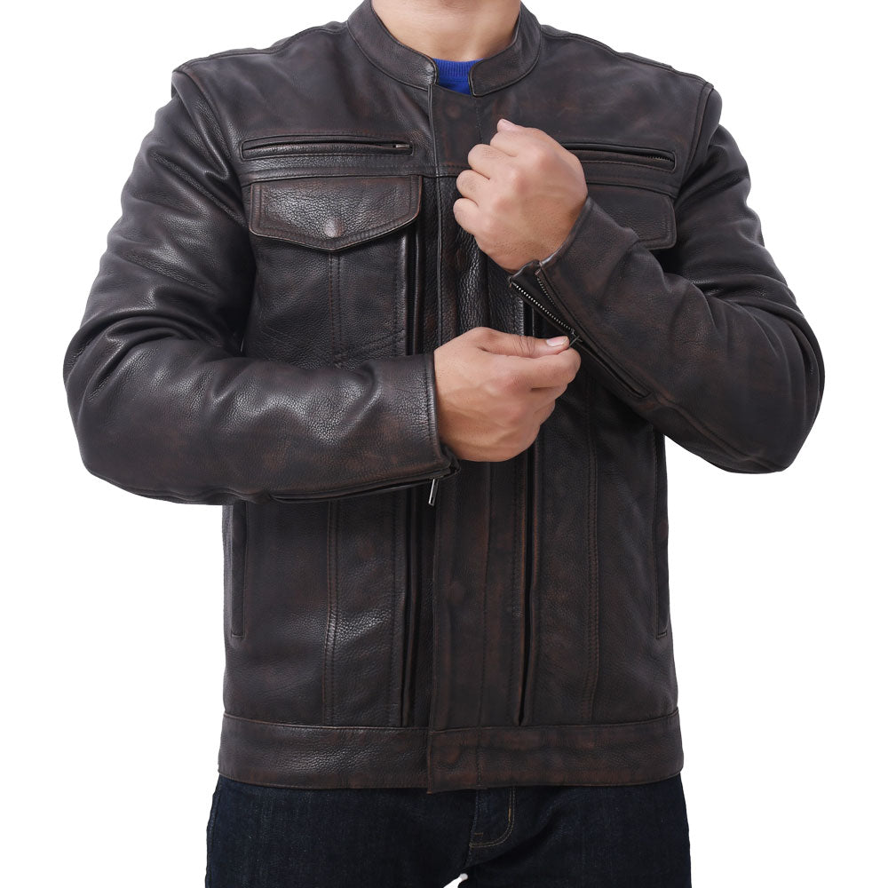 Hunter - Men's Motorcycle Leather Jacket Copper Men's Jacket Best Leather Ny   