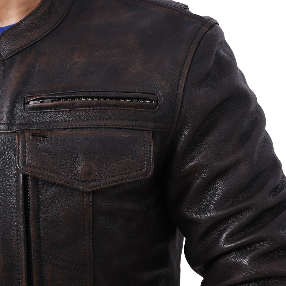 Hunter - Men's Motorcycle Leather Jacket Copper Men's Jacket Best Leather Ny   