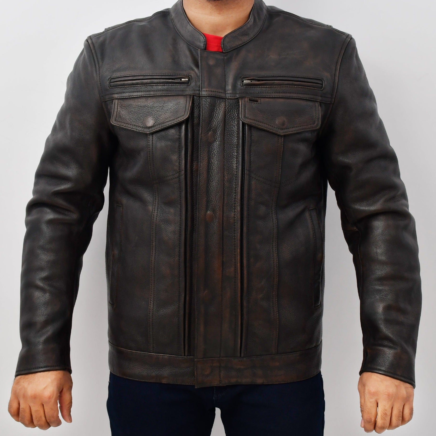 Hunter - Men's Motorcycle Leather Jacket Copper Men's Jacket Best Leather Ny   