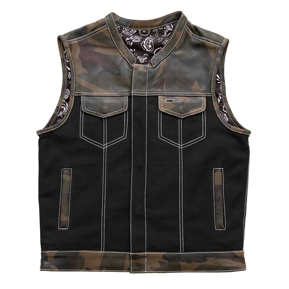 Defender Motorcycle Leather Canvas Vest Factory Customs Best Leather NY Company S  