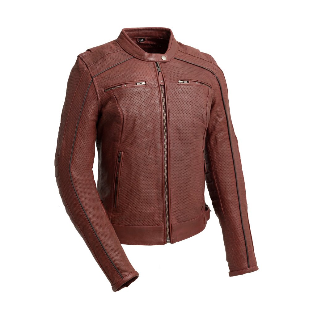 Veloce - Women's Perforated Motorcycle Leather Jacket Women's Perforated Jacket Best Leather NY Company XS Oxblood 