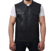 JETT - Motorcycle Leather Vest Men's Vest Best Leather Ny Black S 