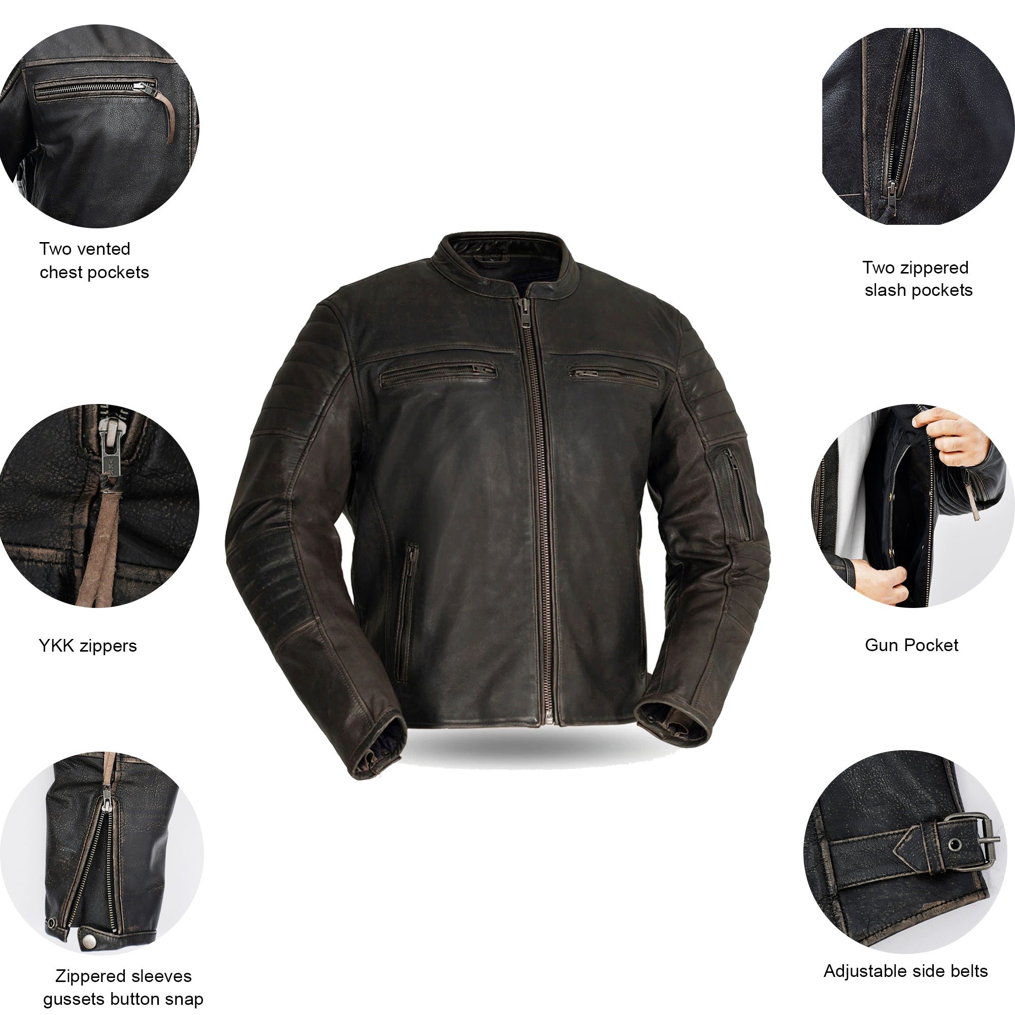 Kings - Men's Motorcycle Leather Jacket (Brown) Men's Jacket Best Leather Ny   