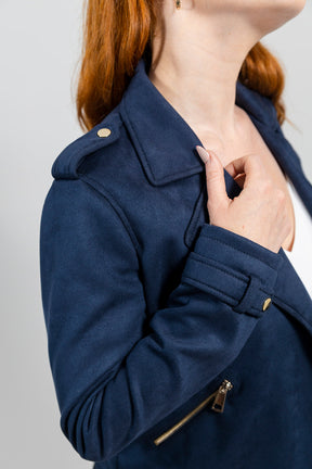 Megan - Women's Vegan Faux Suede Jacket (Navy Blue) Jacket Best Leather Ny   
