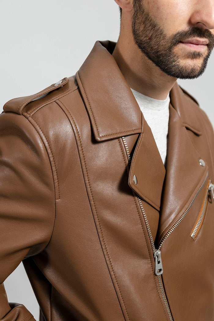 Nash - Men's Vegan Faux Leather Jacket (Camel) Jacket Best Leather Ny   