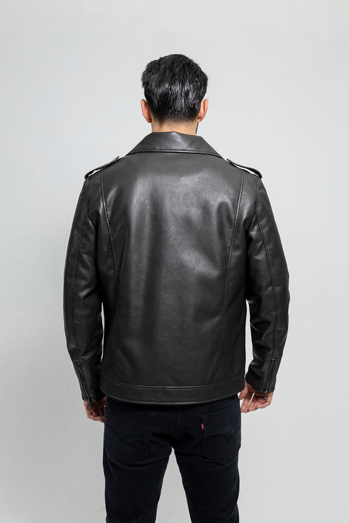 Nash - Men's Vegan Faux Leather Jacket (Olive)