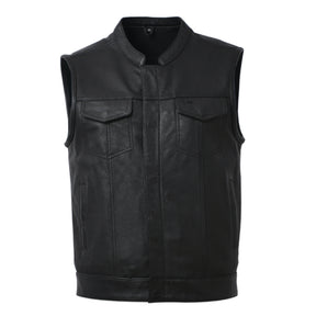 PLUNGE - Motorcycle Leather Vest Men's Vest Best Leather Ny Black S 