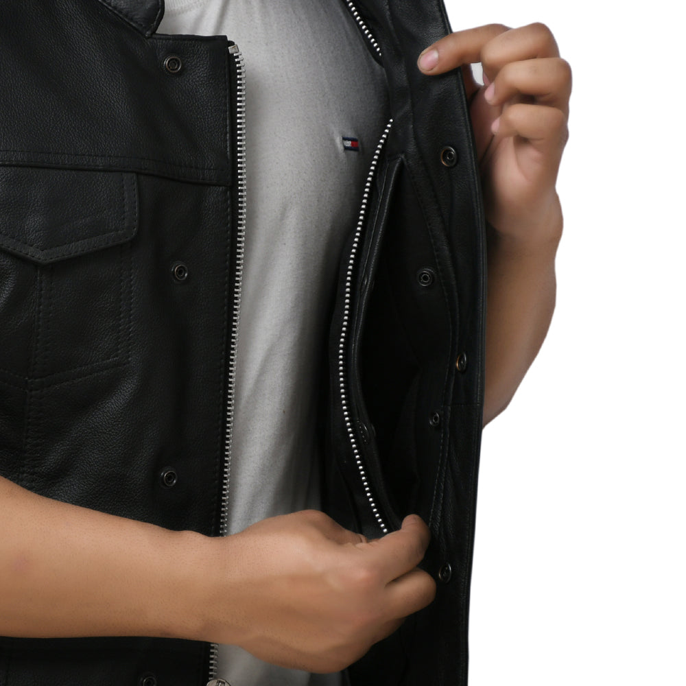 PLUNGE - Motorcycle Leather Vest Men's Vest Best Leather Ny   