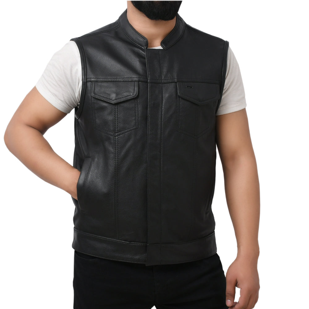 PLUNGE - Motorcycle Leather Vest Men's Vest Best Leather Ny   