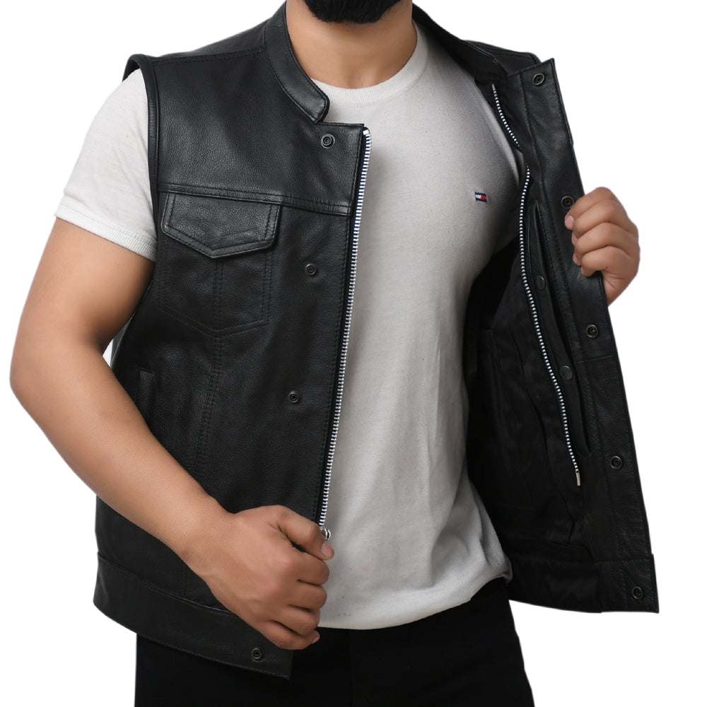 PLUNGE - Motorcycle Leather Vest Men's Vest Best Leather Ny   