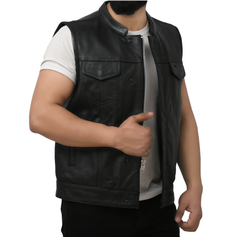 PLUNGE - Motorcycle Leather Vest Men's Vest Best Leather Ny   