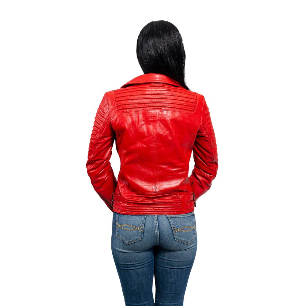 Queens - Women's Fashion Lambskin Leather Jacket (Fire Red) Women's Jacket Best Leather Ny   