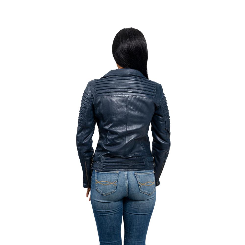 Queens - Women's Fashion Lambskin Leather Jacket (Navy Blue) Women's Jacket Best Leather Ny   
