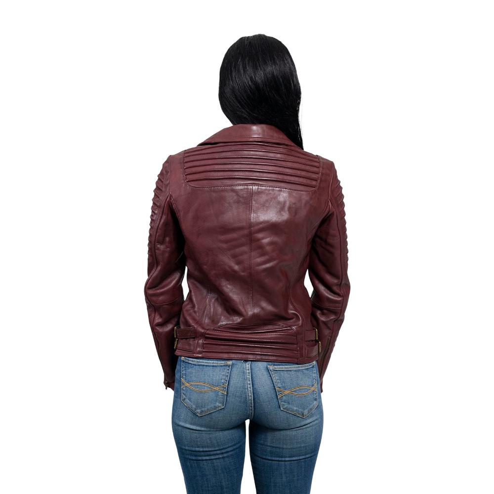 Queens - Women's Fashion Lambskin Leather Jacket (Oxblood) Women's Jacket Best Leather Ny   