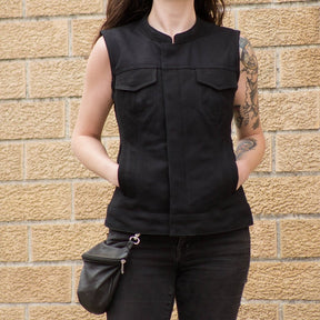 REBEL ALEX Motorcycle Canvas Vest Women's Vest Best Leather Ny   